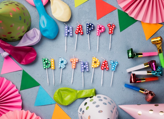 Free photo flat lay arrangement for birthday party