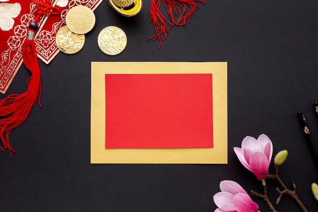 Free Photo flat lay card chinese new year