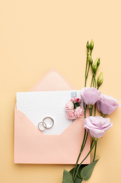 Free Photo flat lay floral luxury wedding stationery