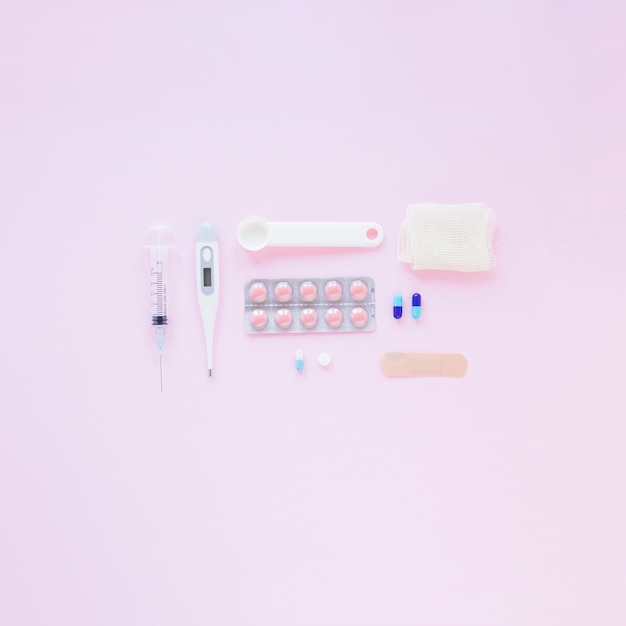 Free photo flat lay medical composition