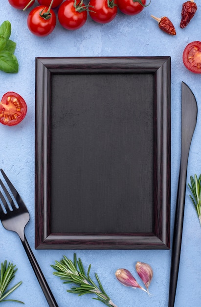 Free photo frame with cooking ingredients