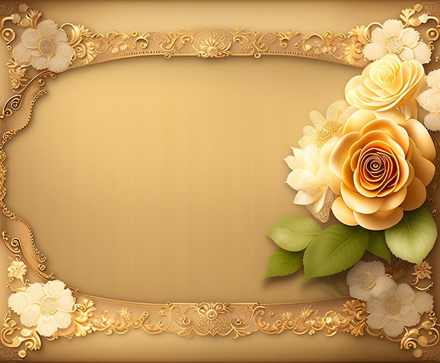 Free photo a frame with flowers and a frame with a gold border.