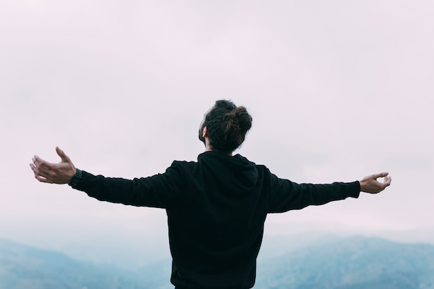 Free Photo freedom concept with hiker on mountain