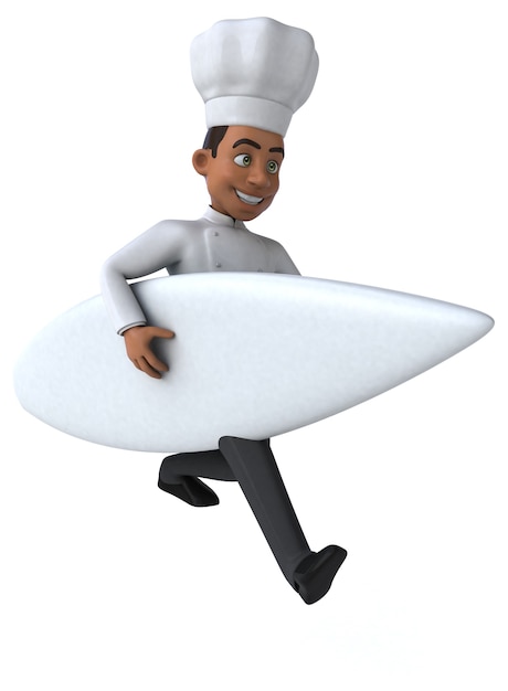 Free Photo fun 3d cartoon chef surfing