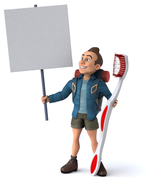 Free photo fun illustration of a 3d cartoon backpacker