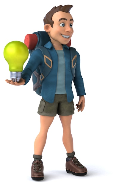 Free photo funny illustration of a 3d cartoon backpacker