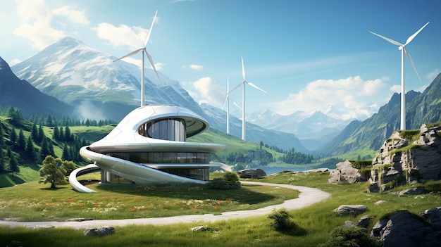 Free Photo futuristic buildings in nature