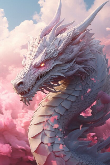 Futuristic representation of dragon creature