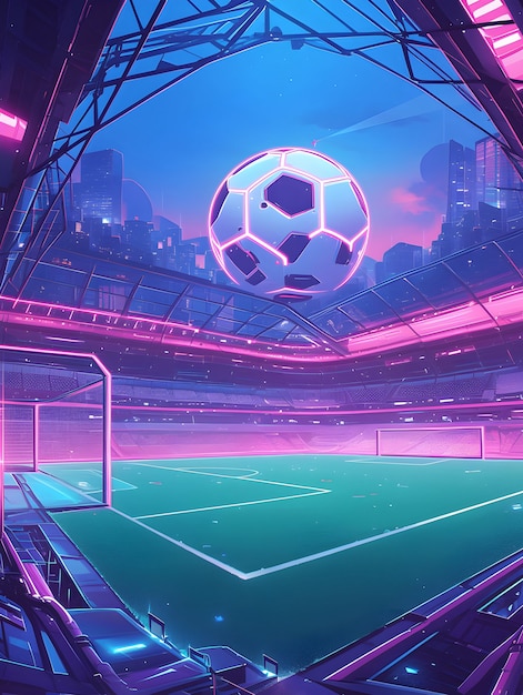 Foto gratuita illustrazione futuristica di un campo da calcio