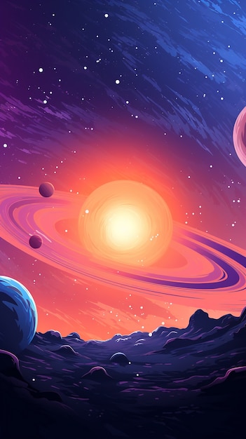 Free photo galaxy planets digital art