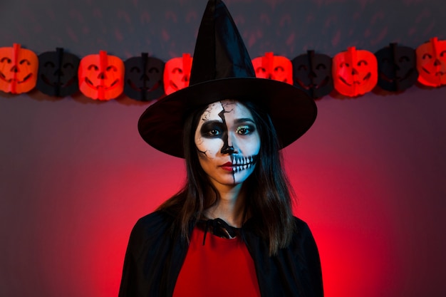 Free photo girl in halloween costume