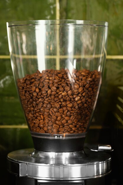 Glass container with coffee beans