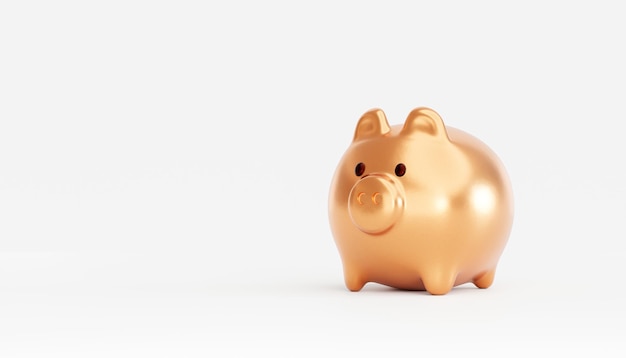 Free Photo gold piggy bank finance savings investment concept background 3d illustration