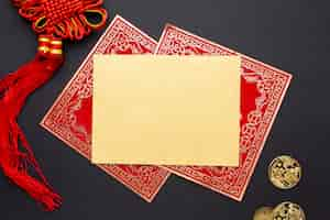 Free photo golden chinese new year card mock-up