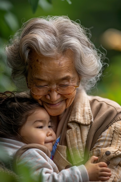 Free Photo grandmother showing affection towards grandchild  for grandparent's day