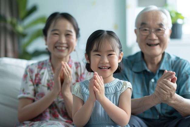 Free Photo grandparent's day celebration scene with grandparents and grandchildren showcasing a happy family