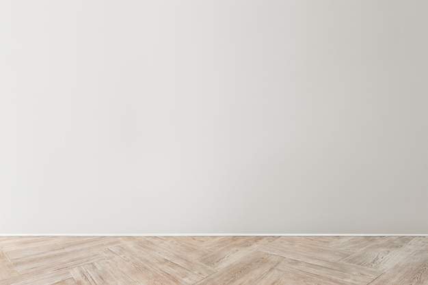 Free Photo gray blank concrete wall mockup with a wooden floor