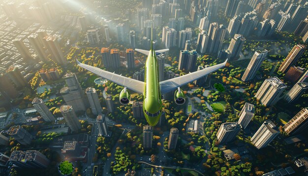 Green plane in ecofriendly environment