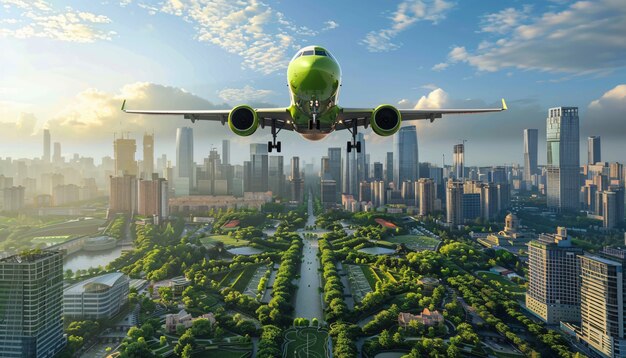 Green plane in ecofriendly environment