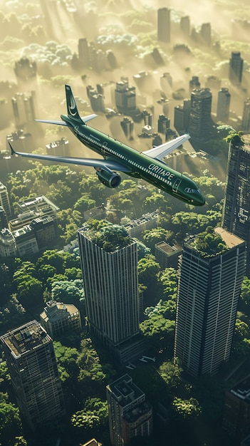 Green plane in ecofriendly environment