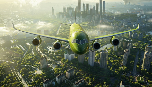 Green plane in ecofriendly environment