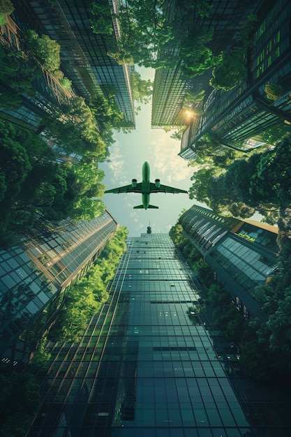 Green plane in ecofriendly environment