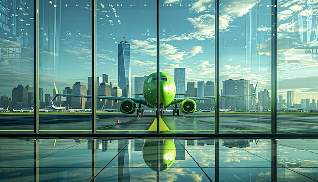 Green plane in ecofriendly environment