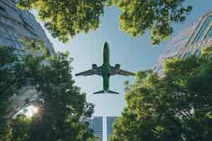 Free photo green plane sustainable energy concept