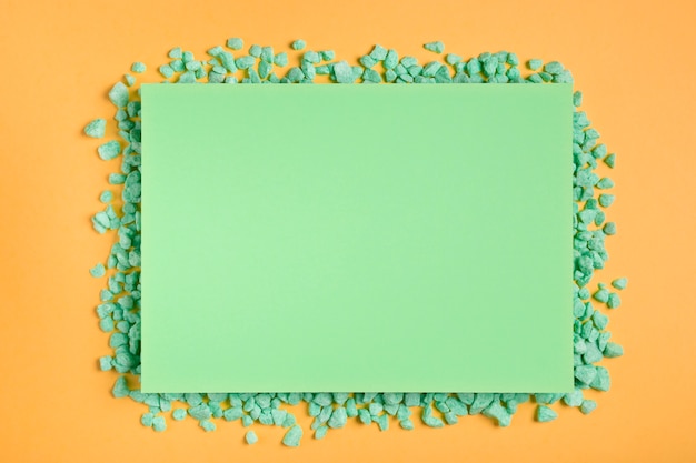 Free Photo green rectangle mock-up with green rocks