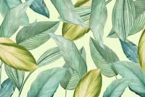 Free photo green tropical leaves patterned background