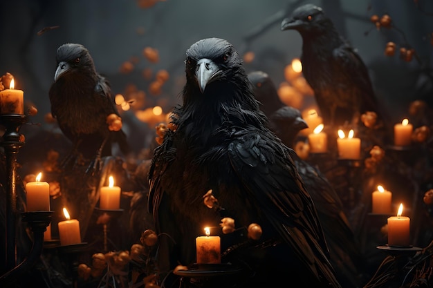 Free Photo halloween black crow banner