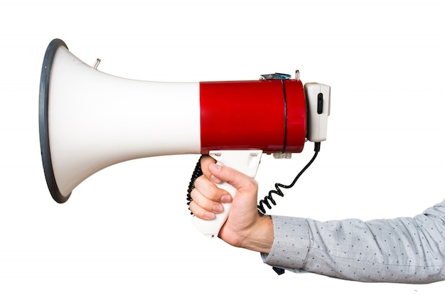 Free Photo hand of man holding shouting by megaphone