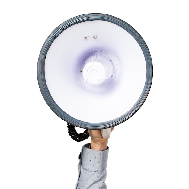 Free Photo hand of man holding shouting by megaphone