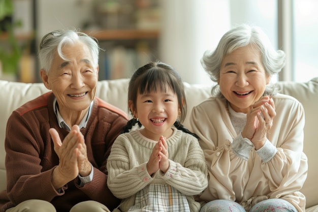 Free Photo happy grandparent and grandchild scene in celebration of grandparent's day