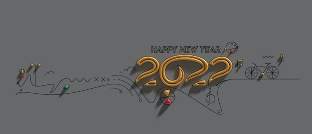 Free photo happy new year 2022 3d render design.