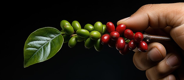 Free Photo harvesting coffee with beans cradled in a hand