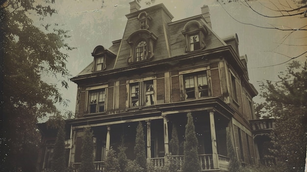 Free photo haunted house in vintage style