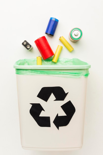 Free photo hazardous waste to nature batteries for recycling