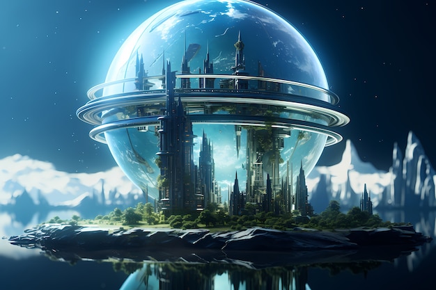 Free photo high tech view of futuristic earth