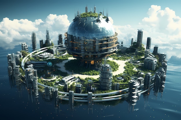 Free photo high tech view of futuristic earth