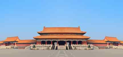 Free photo historical architecture panorama in forbidden city in beijing, china.