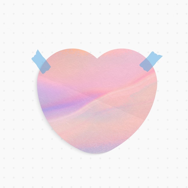 Free photo holographic paper note with heart shape and washi tape