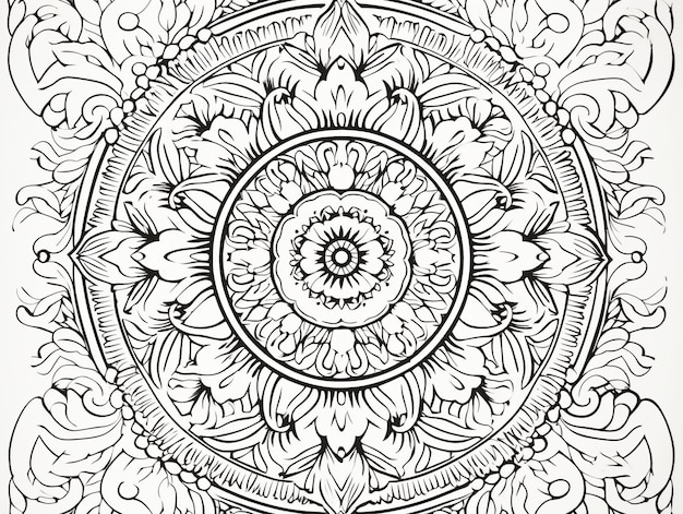 Free photo illustrated line art mandala