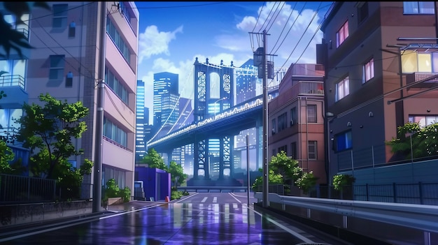 Free photo illustration of anime city