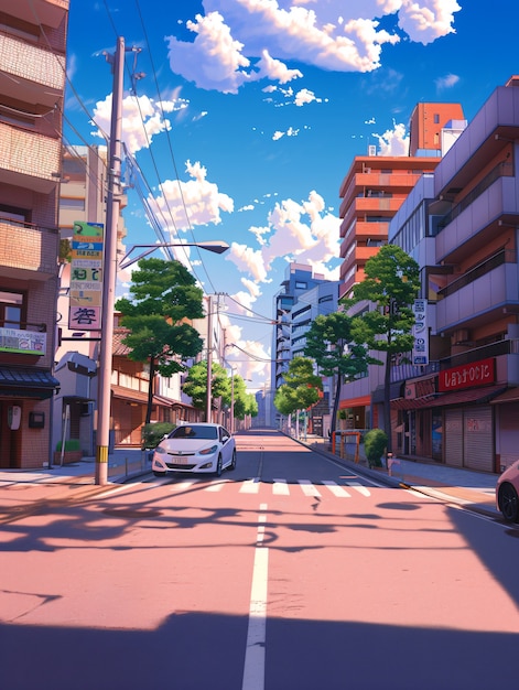 Free photo illustration of anime city