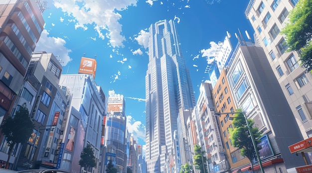 Free photo illustration of anime city