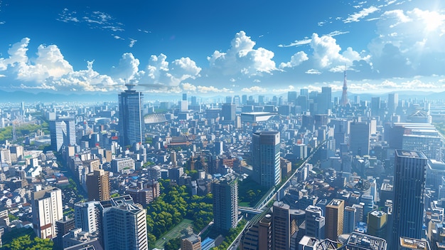 Free photo illustration of anime city