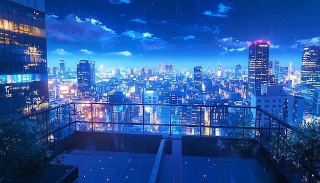 Free photo illustration of anime city