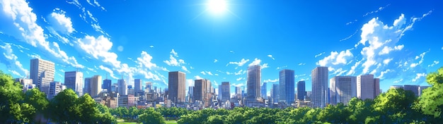 Free photo illustration of anime city