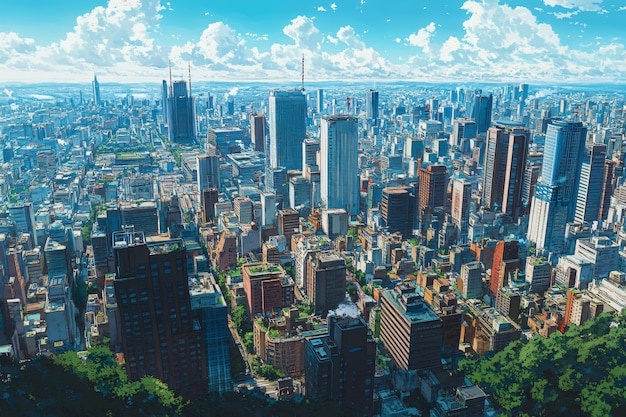 Free Photo illustration of anime city